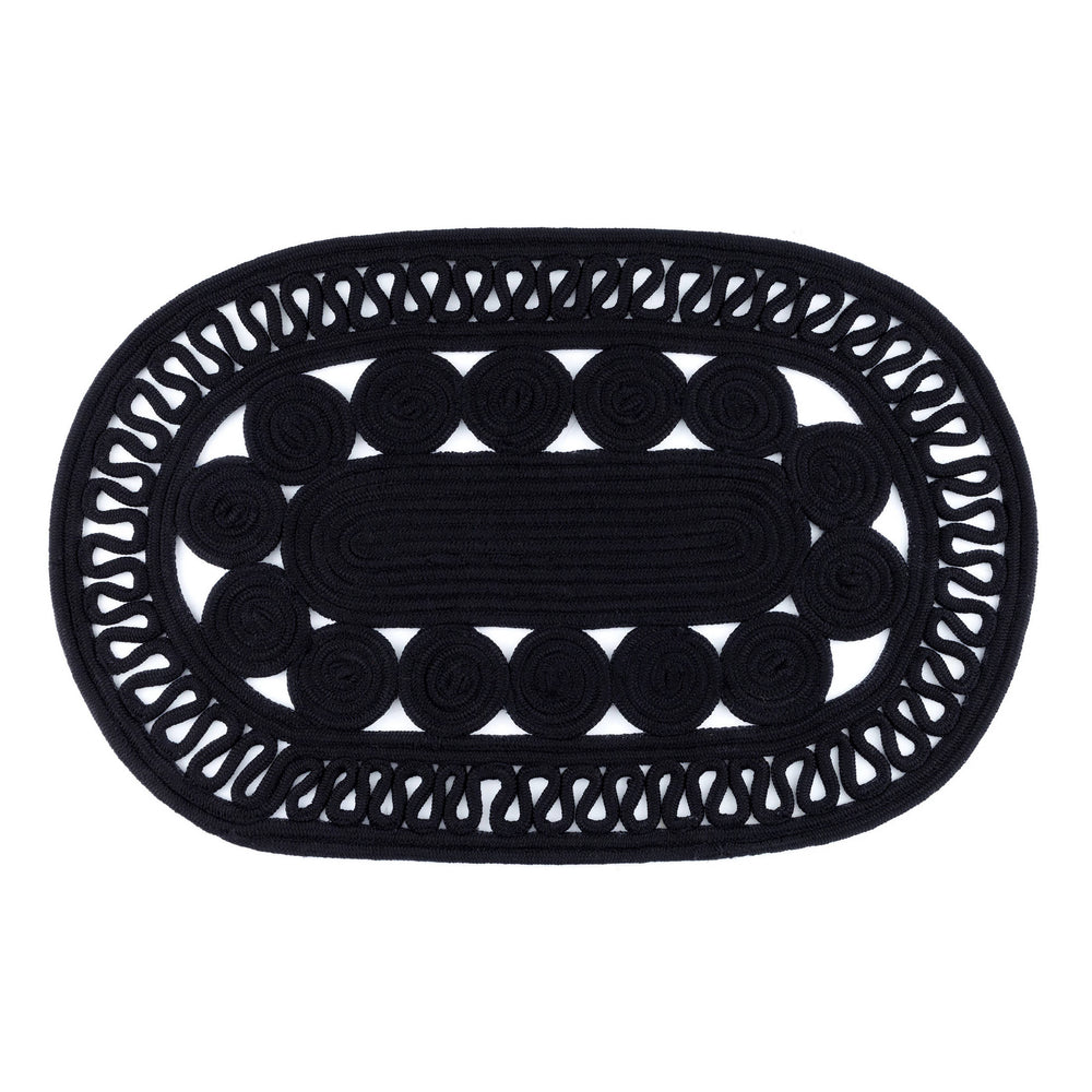 Audrey Handwoven Indoor/Outdoor Oval Rug | Black