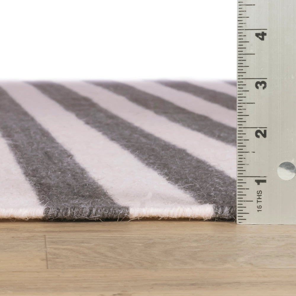 Ladder Stripe Handwoven Wool Rug | Black/Ivory