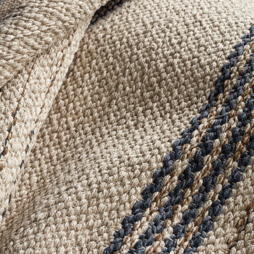 Cielo Stripe Handwoven Cotton Rug | Navy