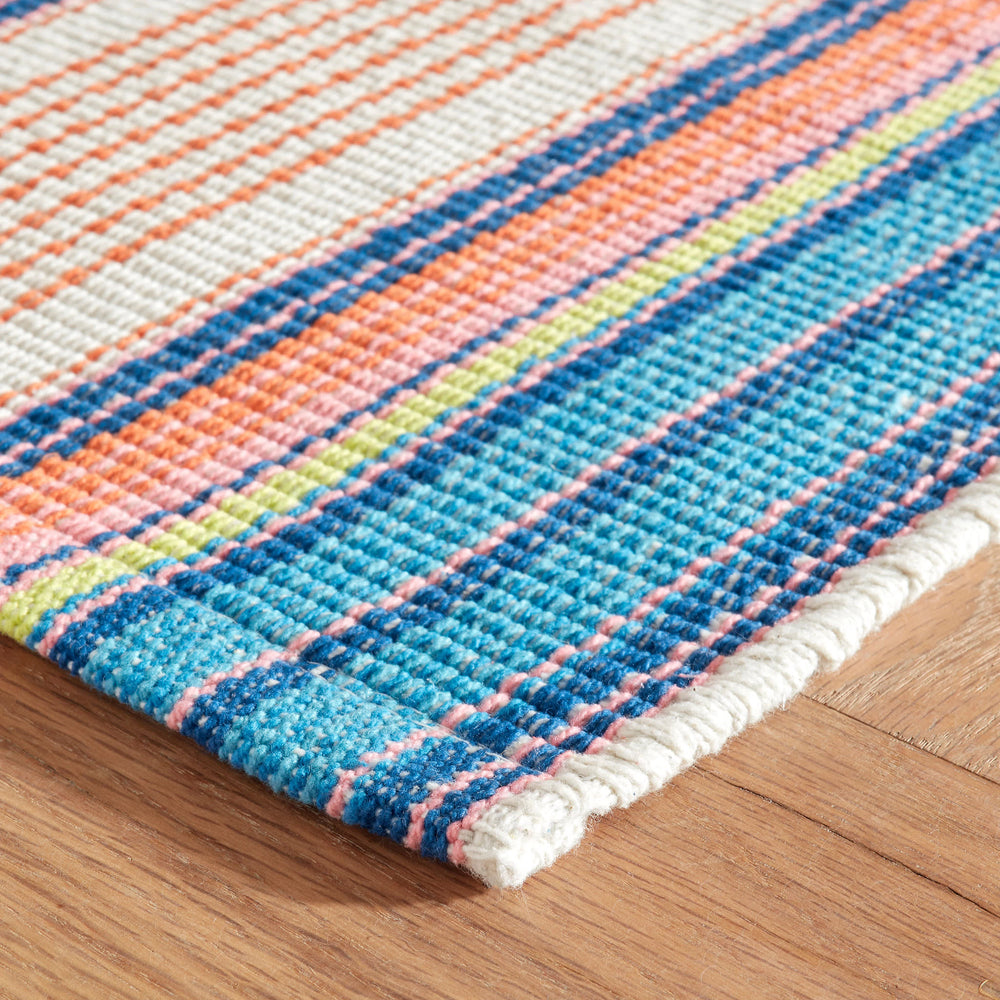 Sloane Stripe Handwoven Cotton Rug | Sunset