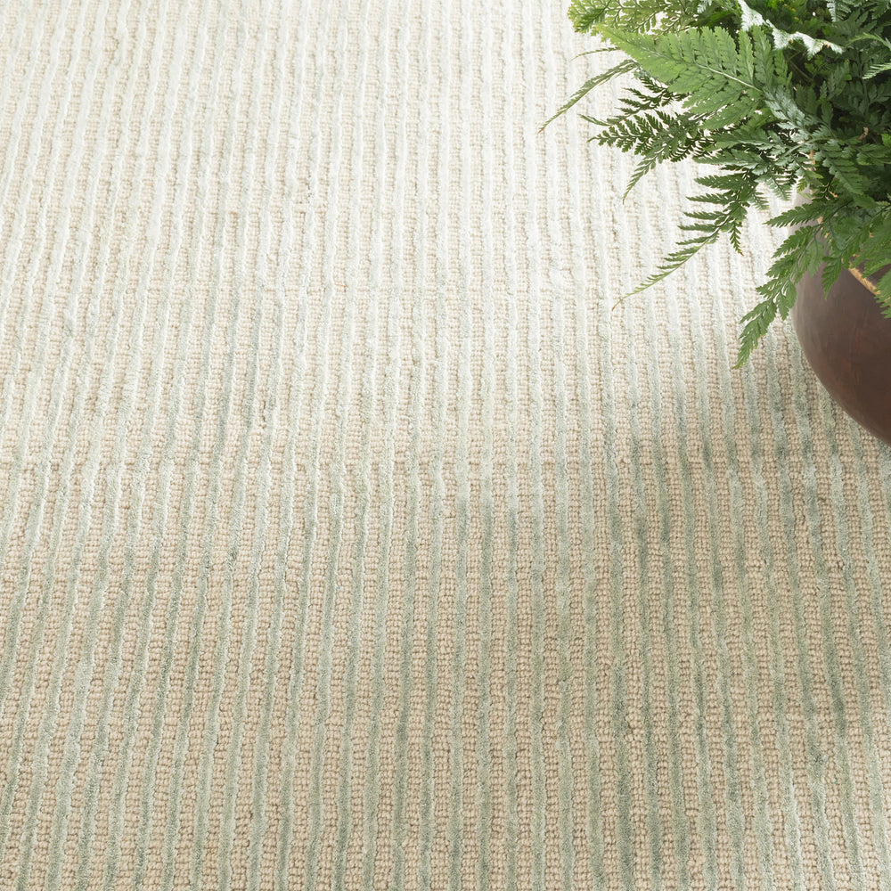 Cut Stripe Hand Knotted Viscosewool Rug | Ocean
