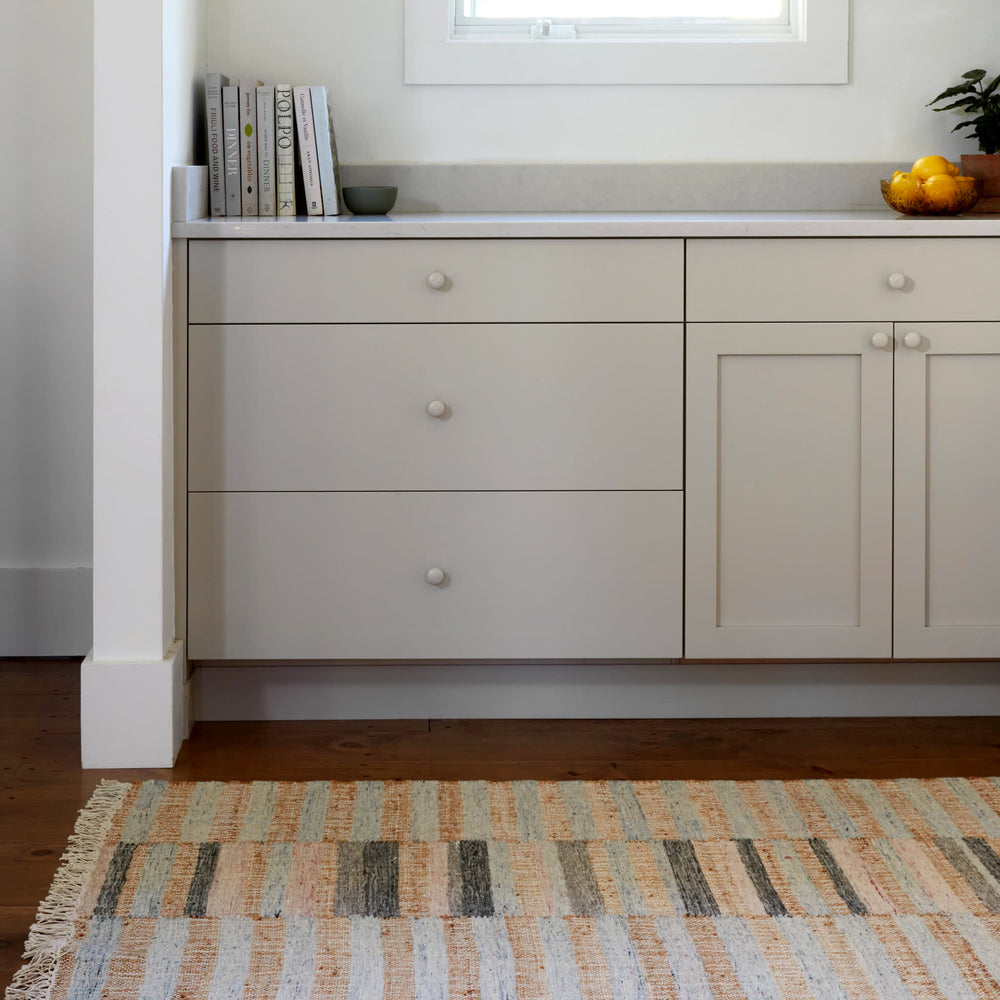Ravel Stripe Handwoven Wool Rug | Blue