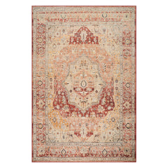 Calindra Traditional Medallion Washable Rug | Red