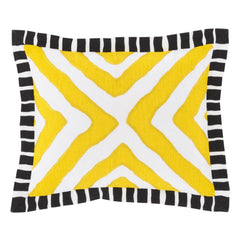 Arrows Linen Embroidered Decorative Pillow Cover | Yellow/White