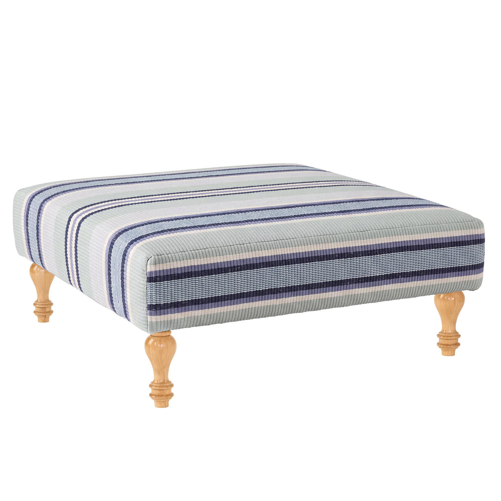 Barbados Stripe Rug Ottoman | Blue