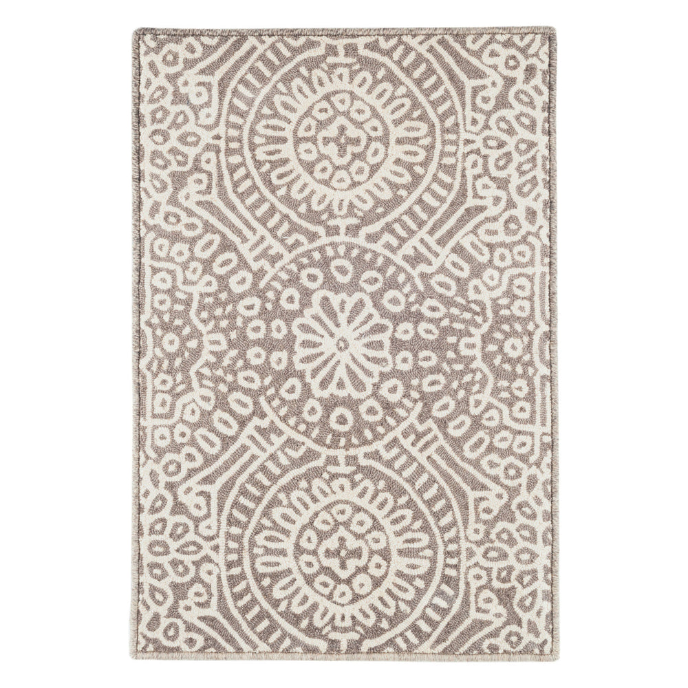 Temple Hand Micro Hooked Wool Custom Rug | Taupe