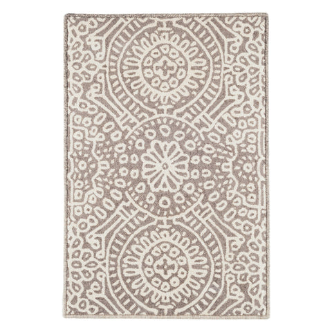 Temple Hand Micro Hooked Wool Custom Rug | Taupe