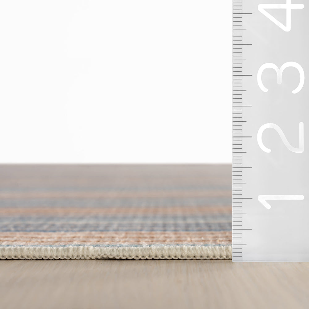 Stockholm Striped Machine Washable Rug | Blue