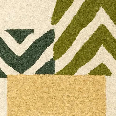 Patchwork Hand Tufted Wool Rug Swatch | Green