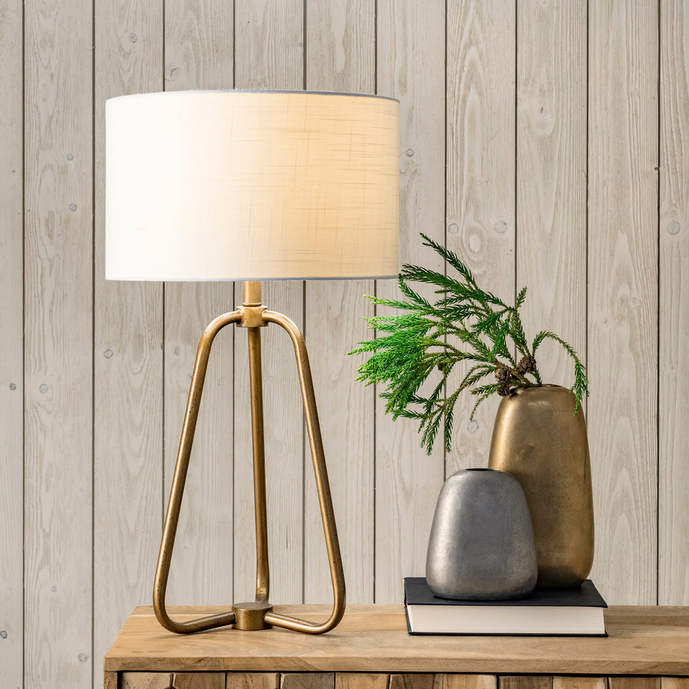 26-inch Metal Industrial Tripod Table Lamp | Brass