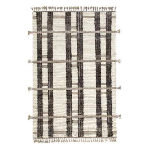 Everett Hand Knotted Wool Rug | Ivory/Grey