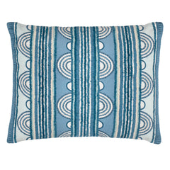 Button Embroidered Decorative Pillow Cover | French Blue