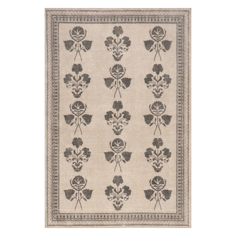 Floris Hand-Tufted Floral Wool-Blend Rug | Light Beige