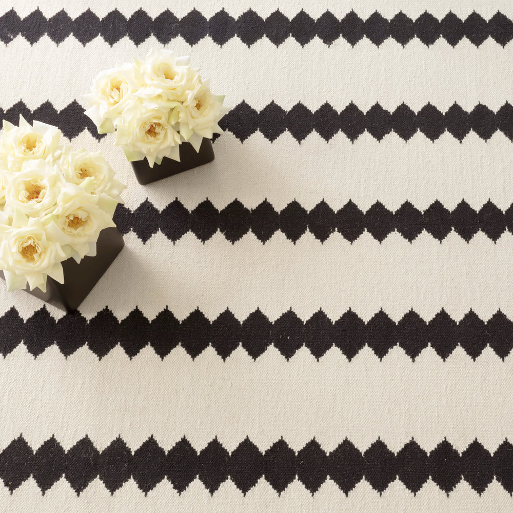 Senna Handwoven Wool Rug by Bunny Williams | Ivory/Black