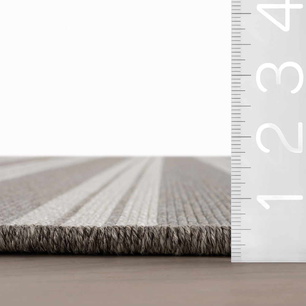 Meredith Wide Striped Indoor/Outdoor Custom Rug | Grey