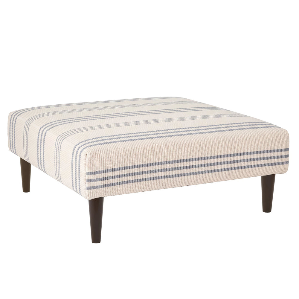 Swedish Stripe Rug Ottoman | Blue