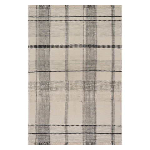 Zole Plaid Handmade Cotton Rug | Ivory