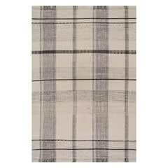 Zole Plaid Handmade Cotton Rug | Ivory