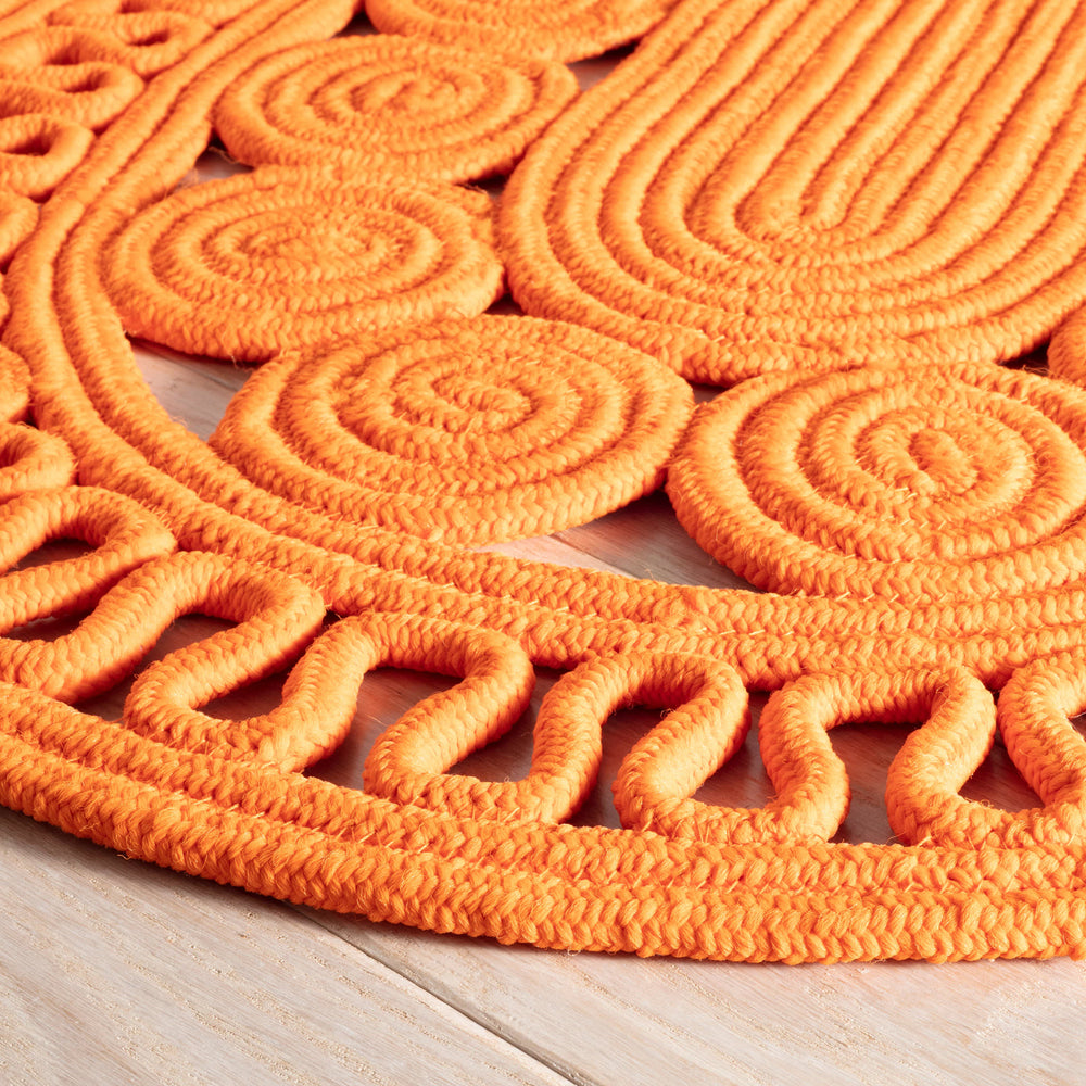 Reef Handwoven Indoor/Outdoor Oval Rug | Tangerine