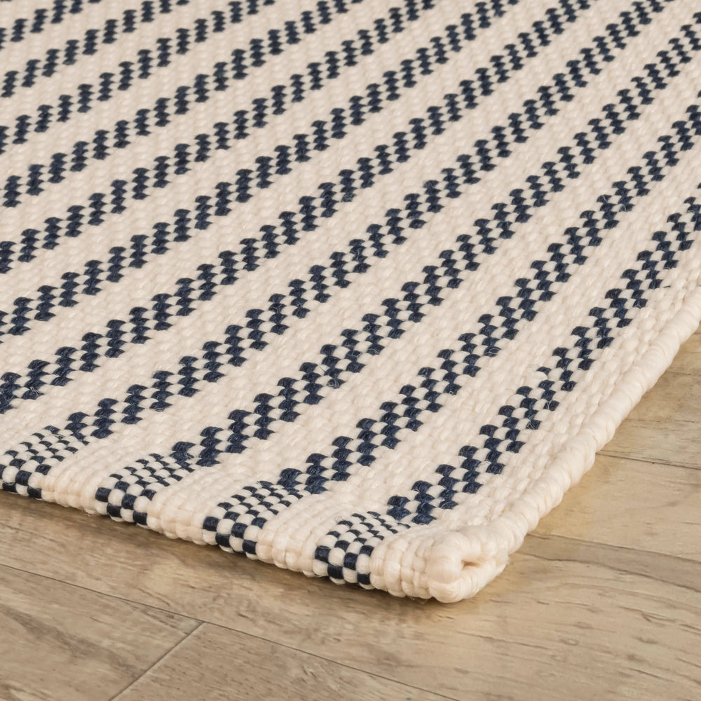 Pinstripe Handwoven Indoor/Outdoor Rug | Navy/Ivory