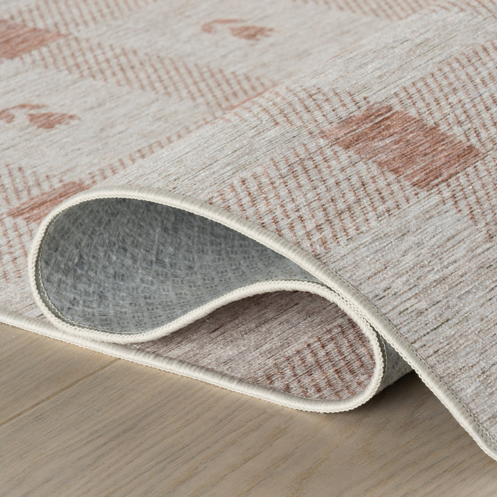Gingham Machine Washable Rug | Blush
