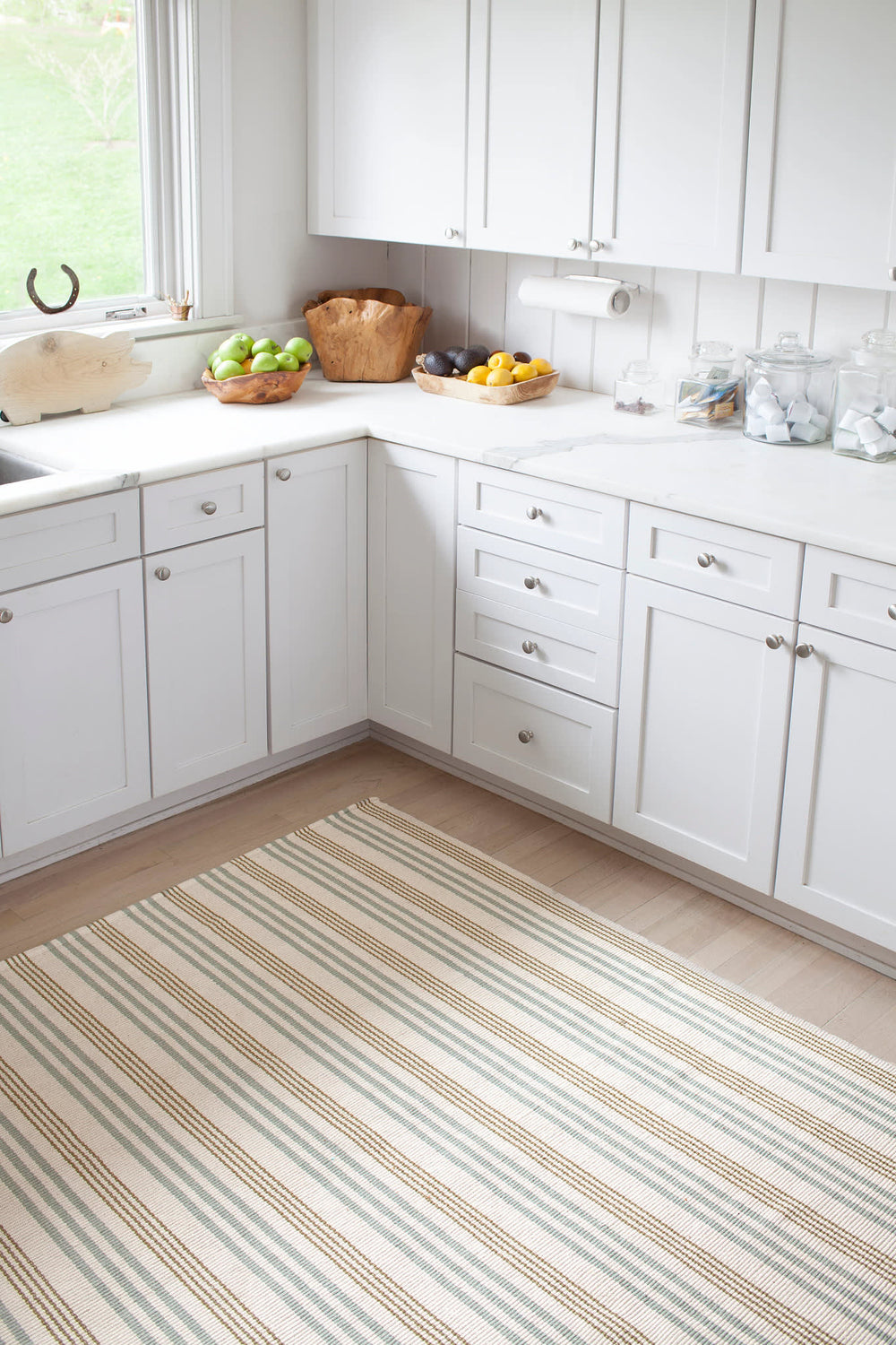 Olive Branch Handwoven Cotton Rug | Neutral