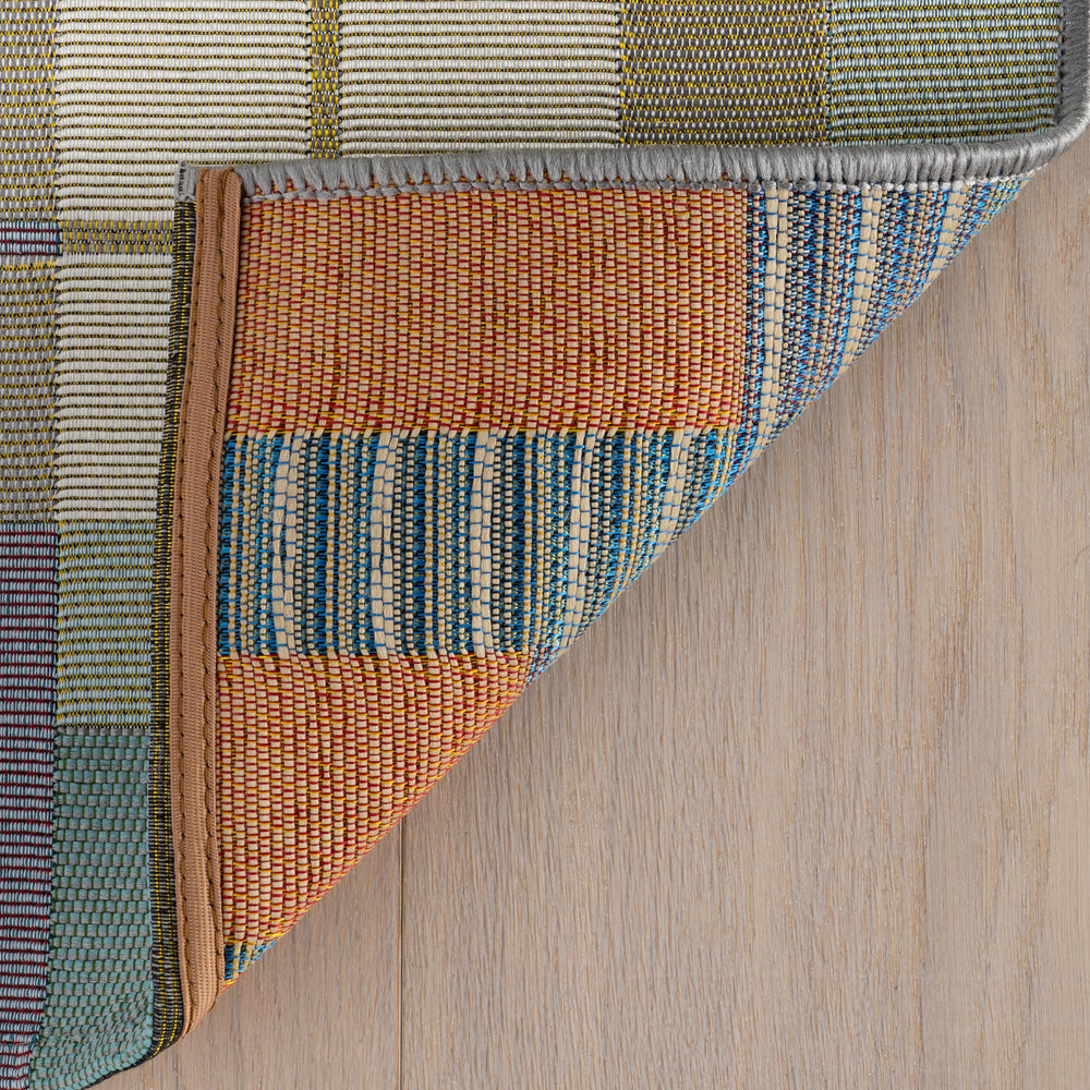 Sundara Modern Plaid Indoor/Outdoor Rug | Blue Multi