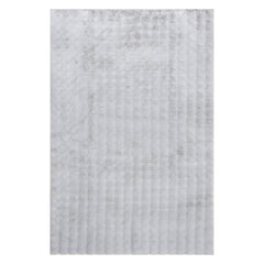 Ivana Checkered Plush Cloud Washable Rug | Silver