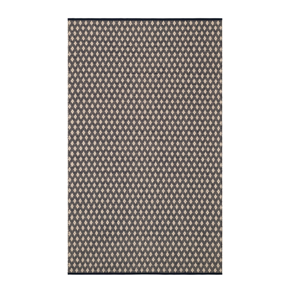 Dainty Diamond Handwoven Cotton Rug | Navy/Ivory
