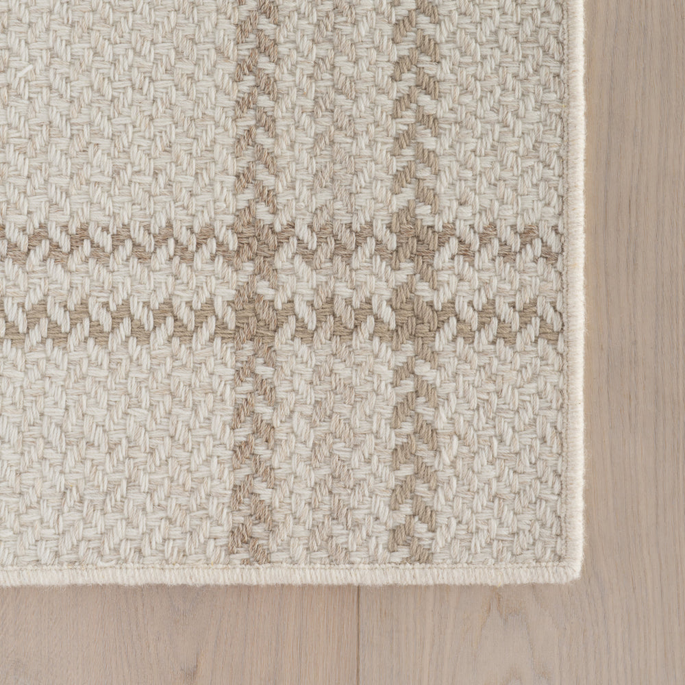 Rhona Plaid Woven Wool Custom Rug | Beige