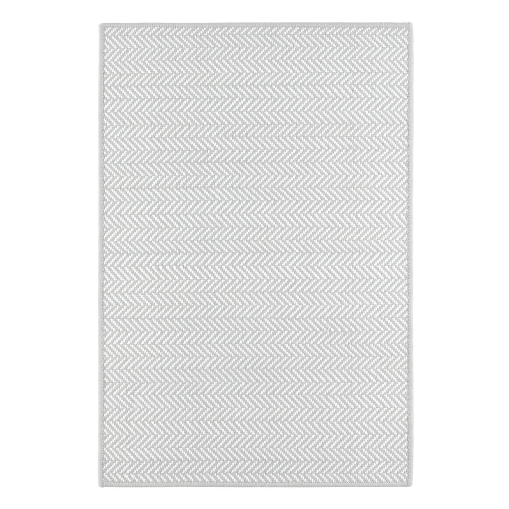 Herringbone Handwoven Indoor/Outdoor Custom Rug | Pearl Grey/White