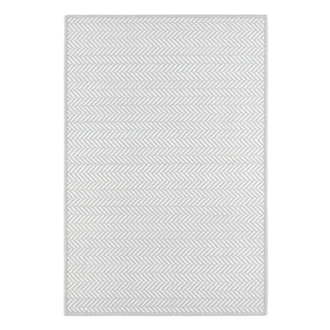Herringbone Handwoven Indoor/Outdoor Custom Rug | Pearl Grey/White