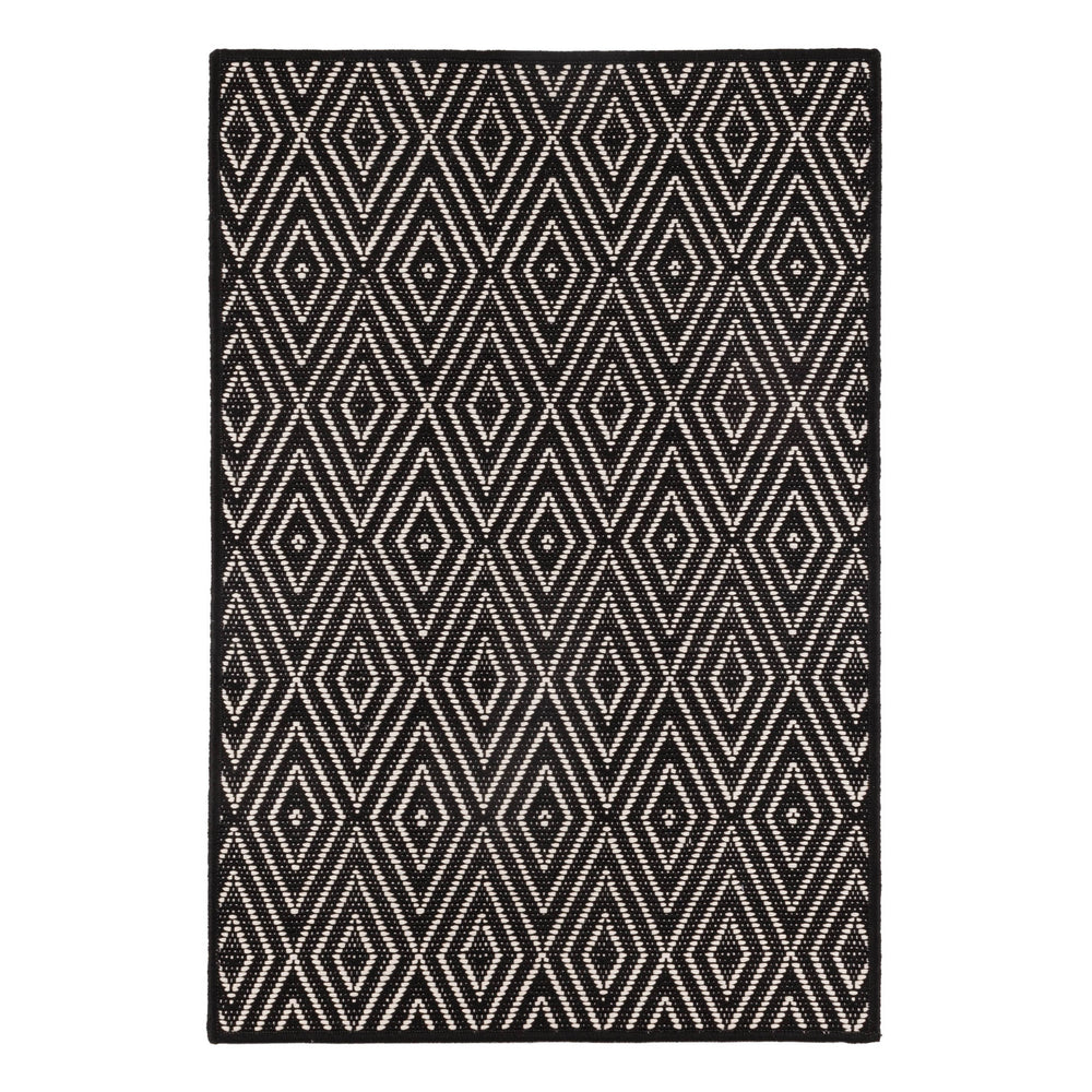 Diamond Handwoven Indoor/Outdoor Rug | Black/Ivory