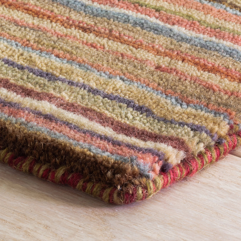 Brindle Stripe Hand Loom Knotted Wool Rug | Spice
