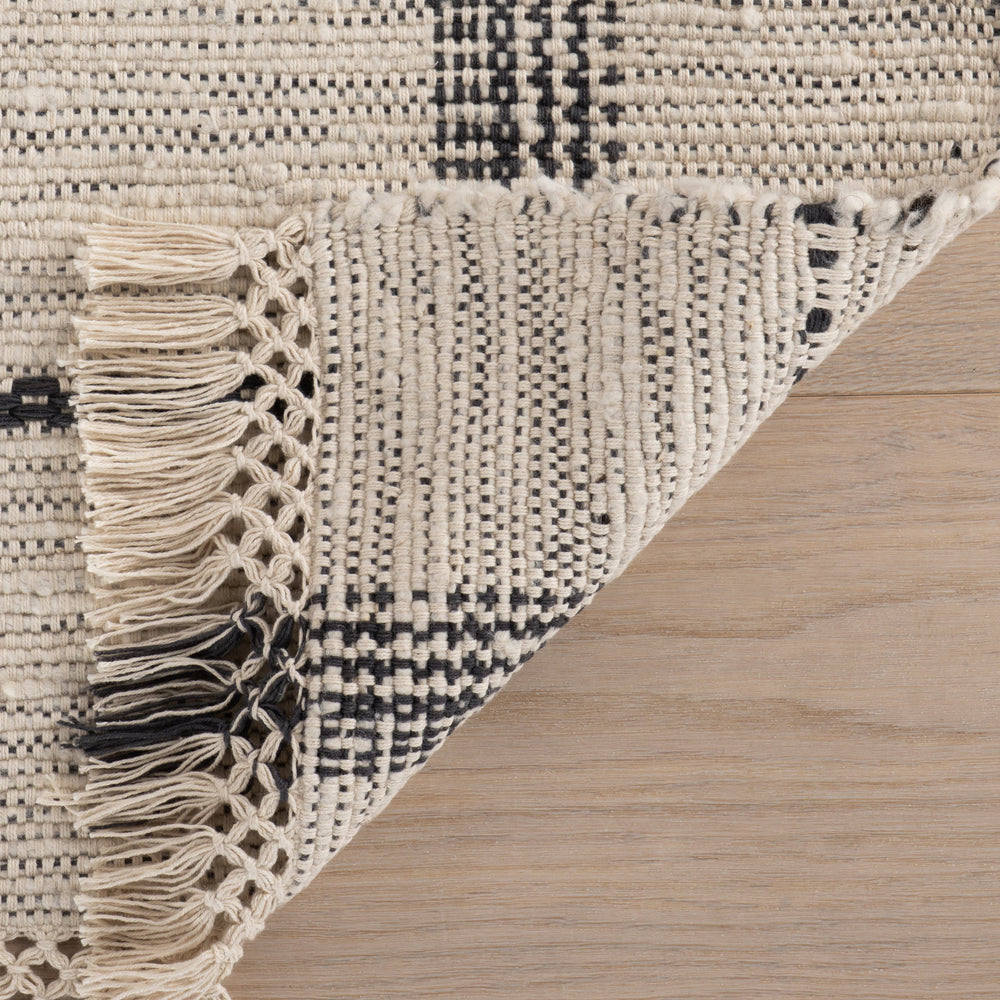 Zole Plaid Handmade Cotton Rug | Ivory