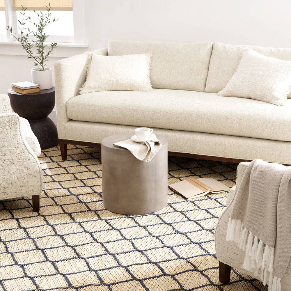 Tiles Handwoven Jute Rug | Navy