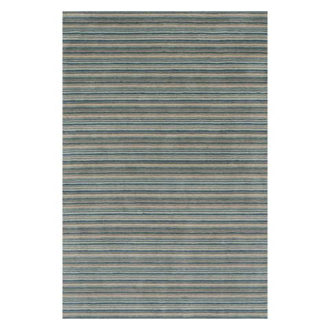 Brindle Stripe Hand Loom Knotted Wool Rug | Blue
