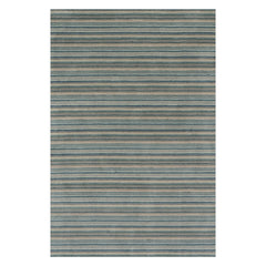 Brindle Stripe Hand Loom Knotted Wool Rug | Blue