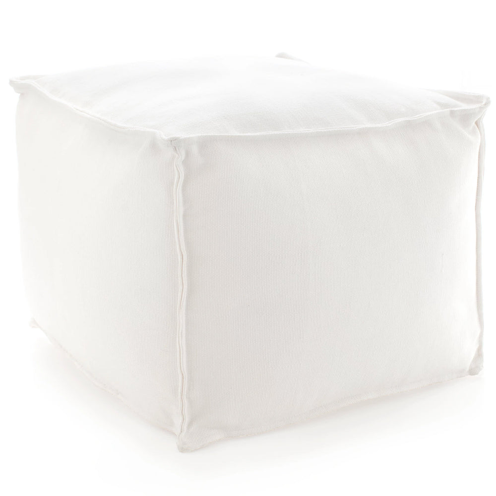 Solid Indoor/Outdoor Pouf | White