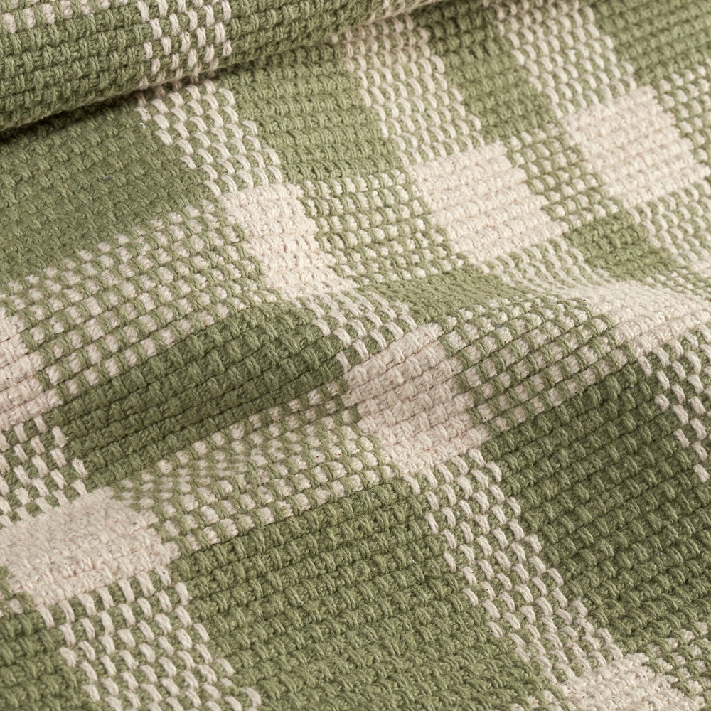 Tattersall Handwoven Cotton Rug | Sage