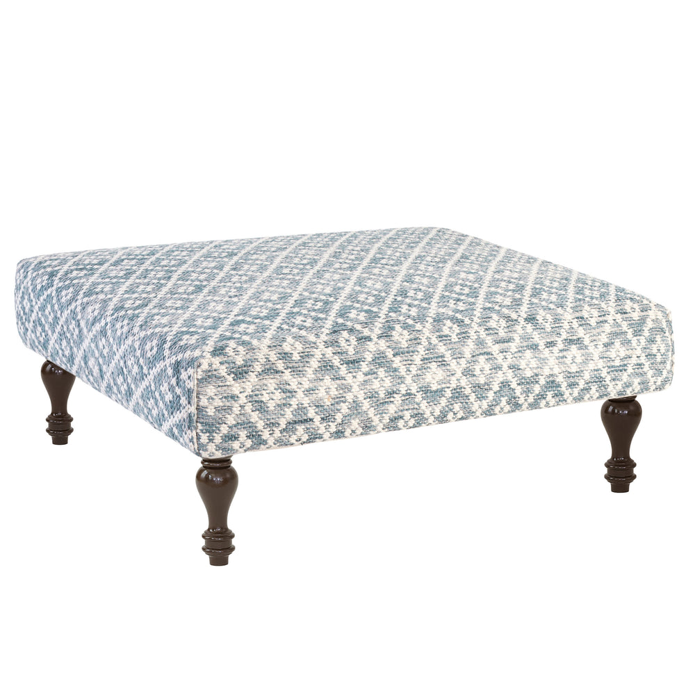 Melange Diamond Blue Custom Rug Ottoman | Blue