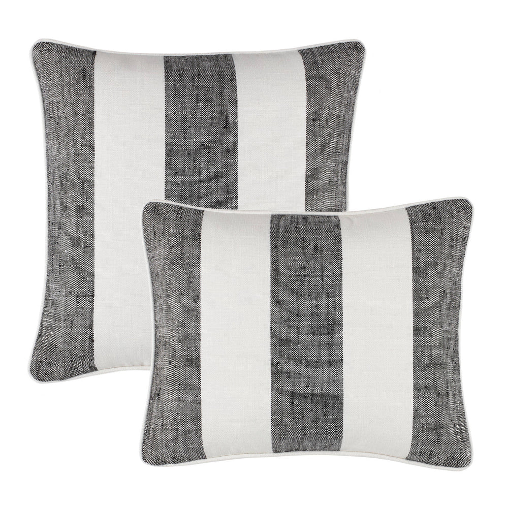 Awning Stripe Indoor/Outdoor Decorative Pillow Cover | Black