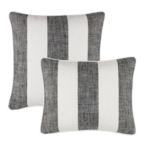 Awning Stripe Indoor/Outdoor Decorative Pillow Cover | Black