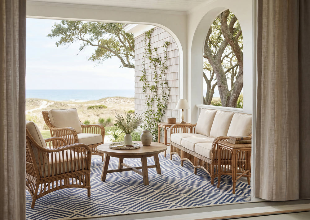 Cleo Handwoven Indoor/Outdoor Rug by Bunny Williams | Navy