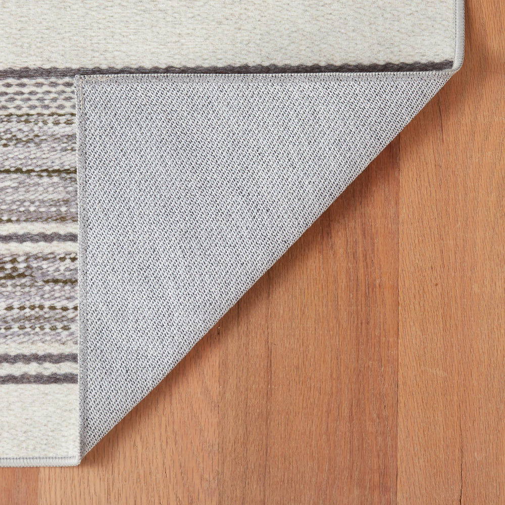 Ellington Stripe Machine Washable Rug | Grey