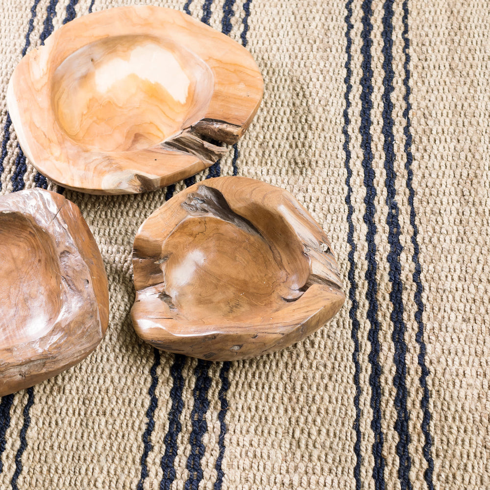 Jute Ticking Handwoven Rug | Indigo