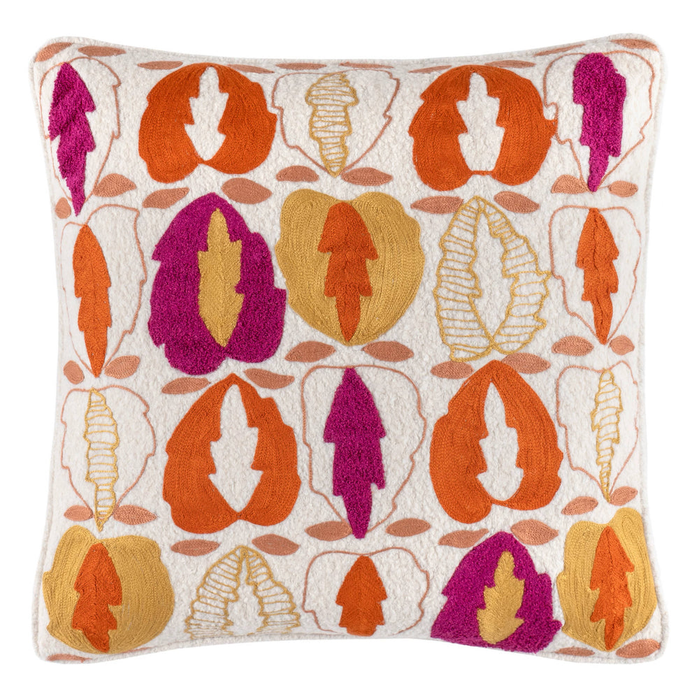Oakley Embroidered Decorative Pillow Cover | Coral