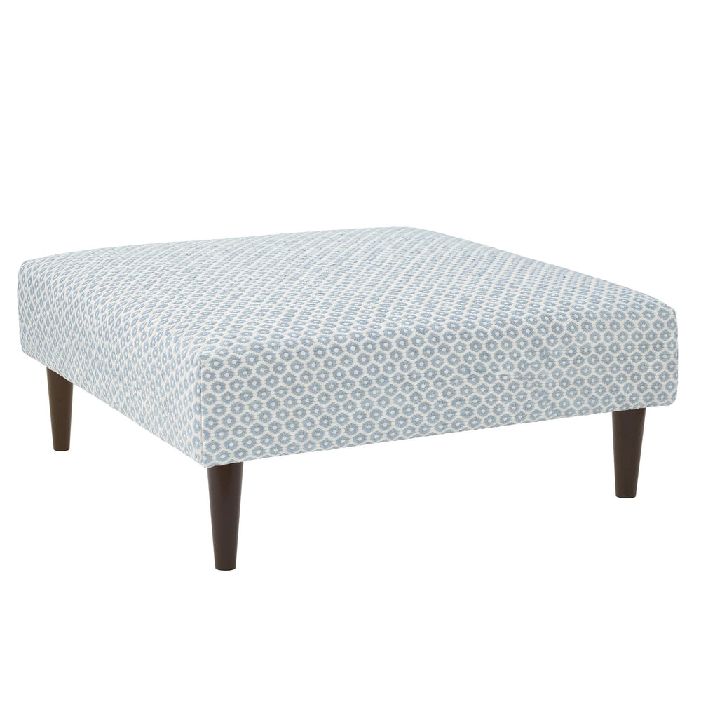 Honeycomb Rug Ottoman | French Blue/Ivory