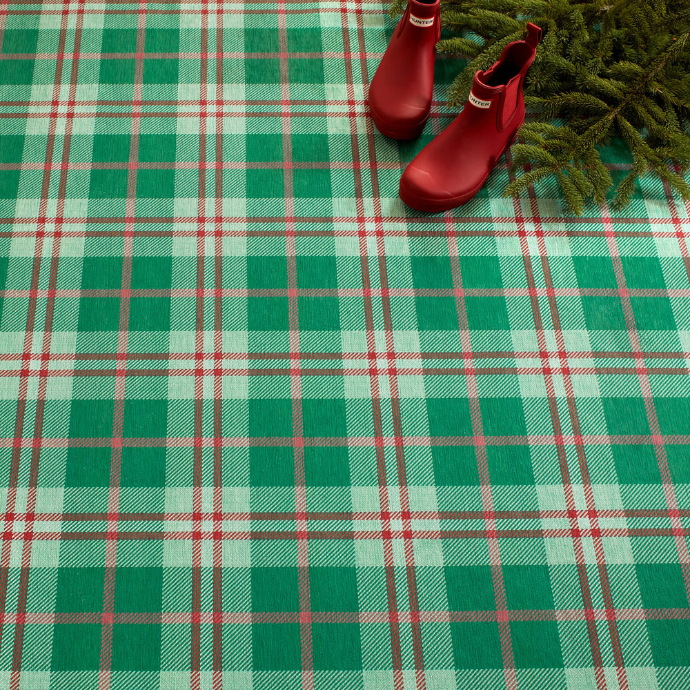 Jolly Plaid Machine Washable Rug | Green