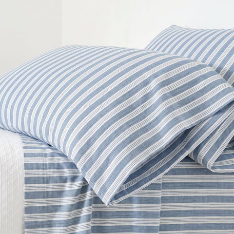 Simons Stripe Pillowcases | French Blue